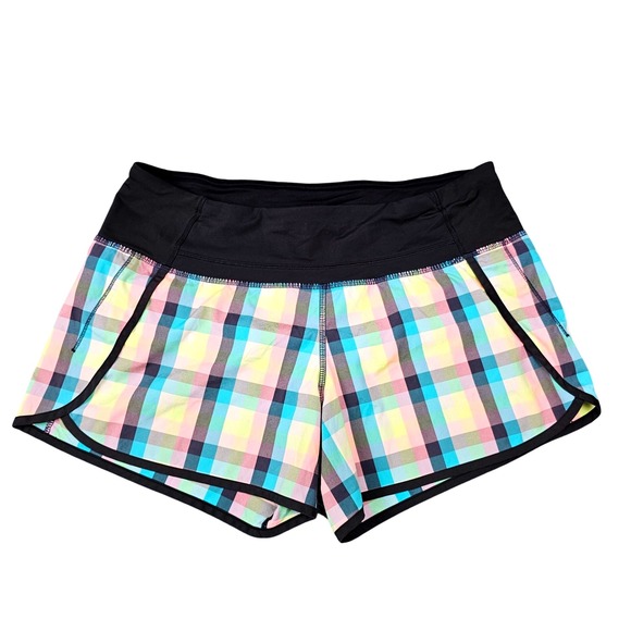 Lululemon‎ Tracker Running Shorts II Womens 6 2-way Stretch Wee Wheezy Plaid - Picture 1 of 6